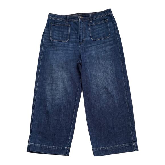 TALBOTS Flawless Womens Size 12 High Waist Wide Crop Blue Jeans 23.5" Inseam - Picture 1 of 6